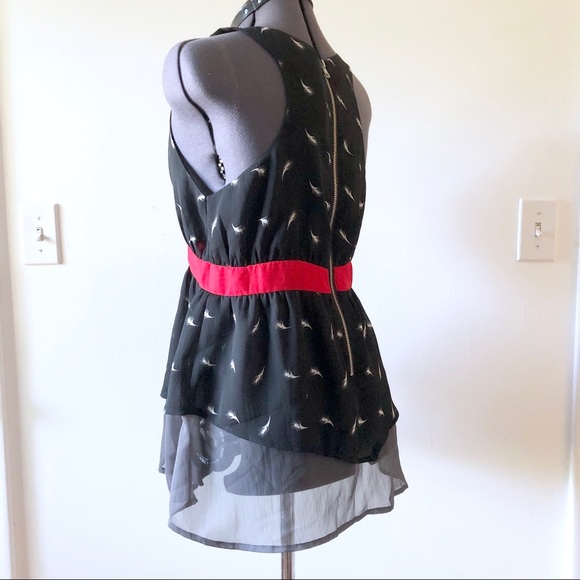 Feather Print Racer Back Blouse - Picture 3 of 7